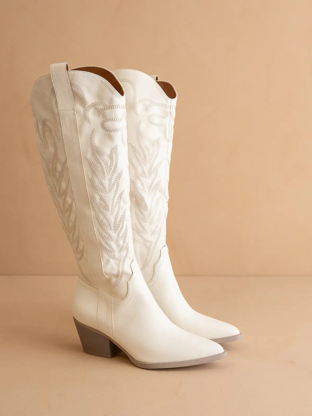 Samara White Embroidered Western Tall Boot