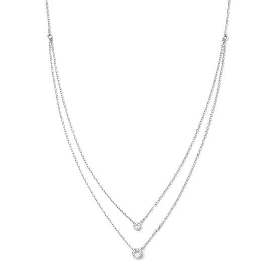 Splendid Iris Double Layer Silver Necklace