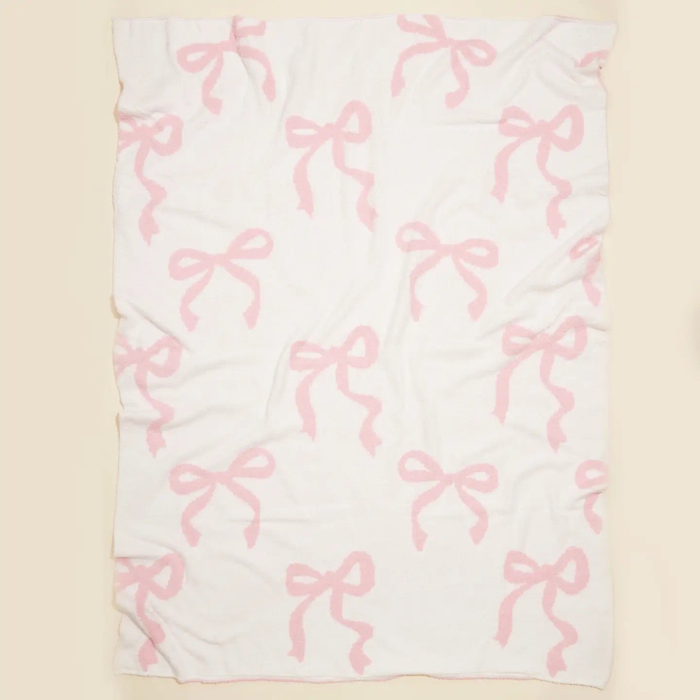 Pink and White Reversible Bow Blanket