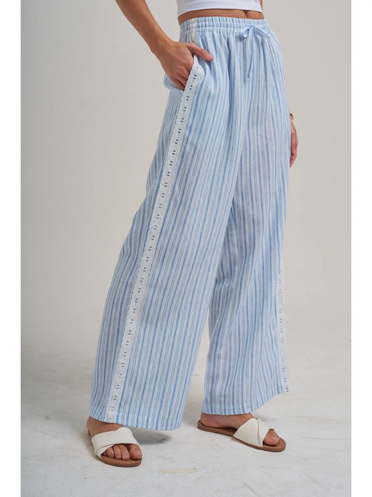 The Gracie Casual Pants with Delicate Ribbon Trim