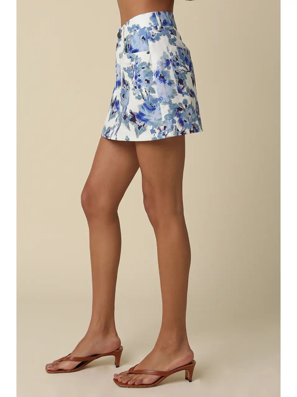Blue Floral Mini Skirt