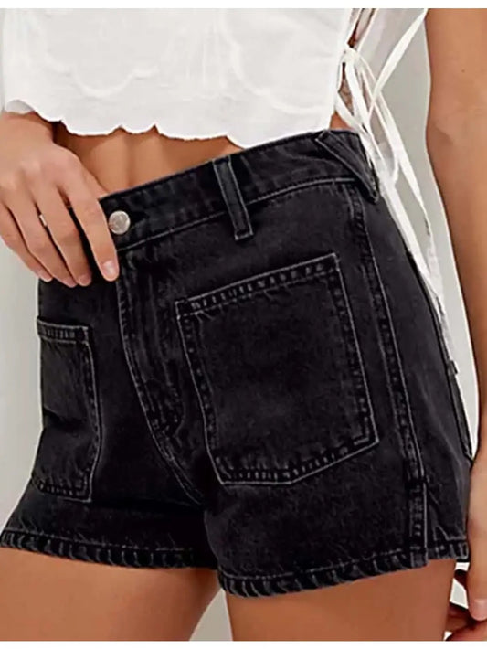 Black Denim Pocket Shorts