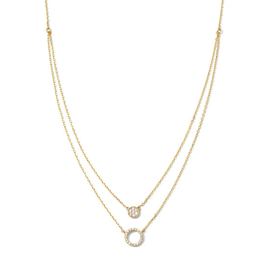 Splendid Iris Double Layer Pave Circle Necklace