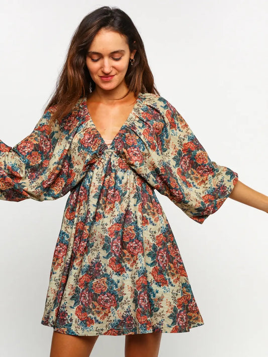 Vintage Floral Dolman Dress