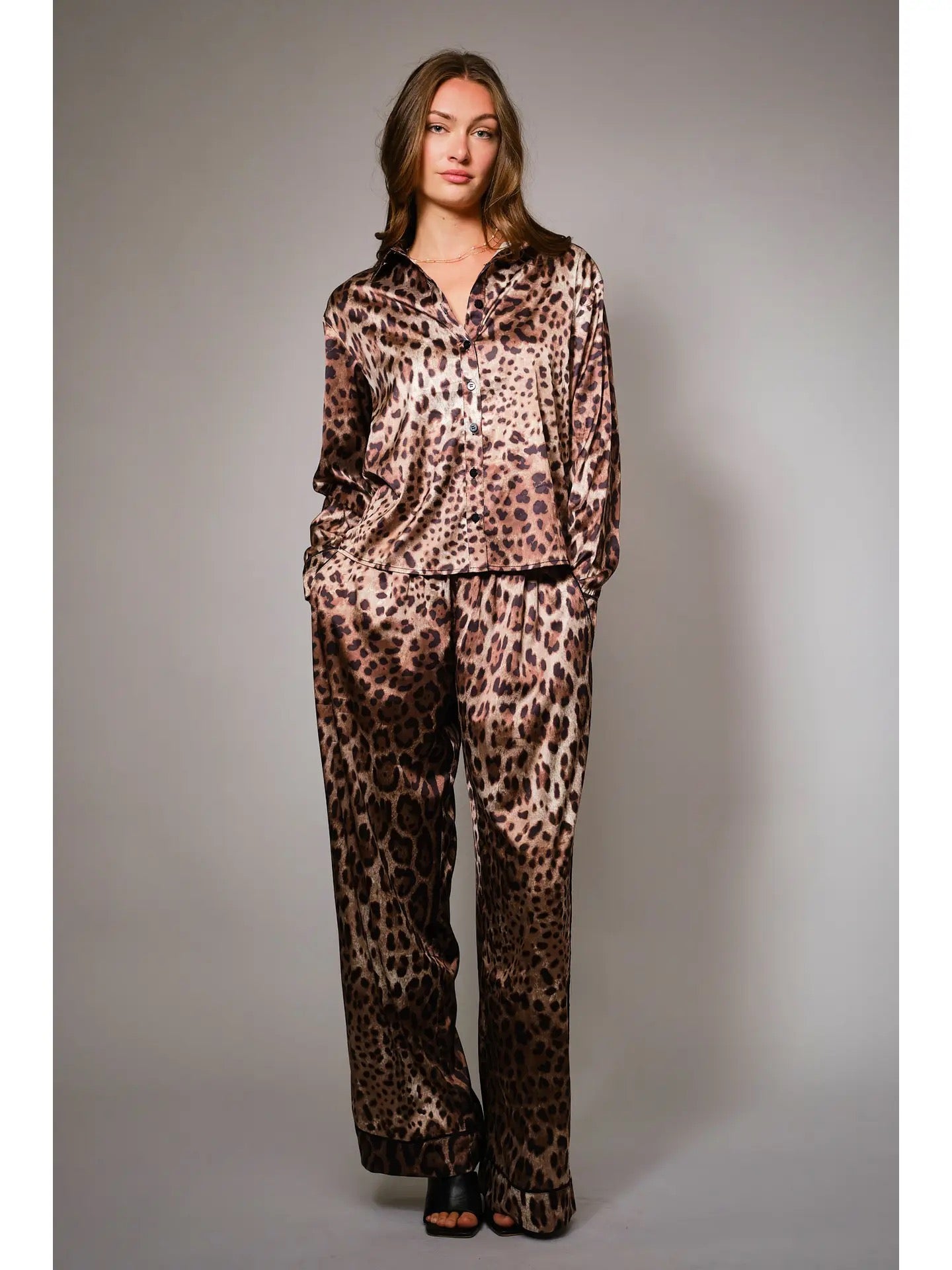 Leopard Satin Lounge Set