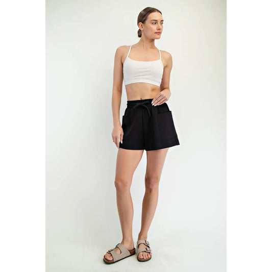 Black Scuba Patch Pocket Shorts