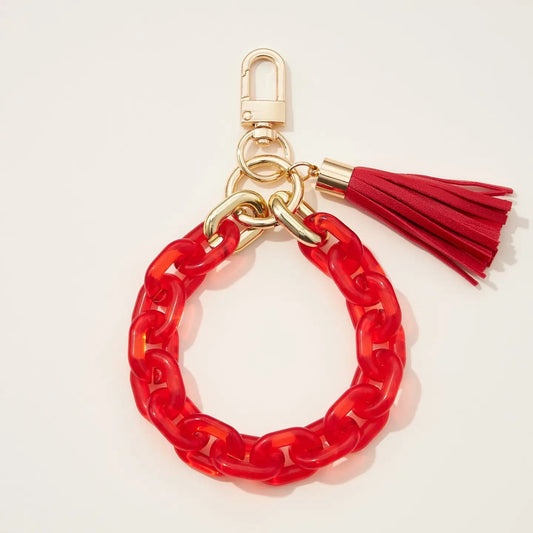 Red Resin Keychain with Tassel