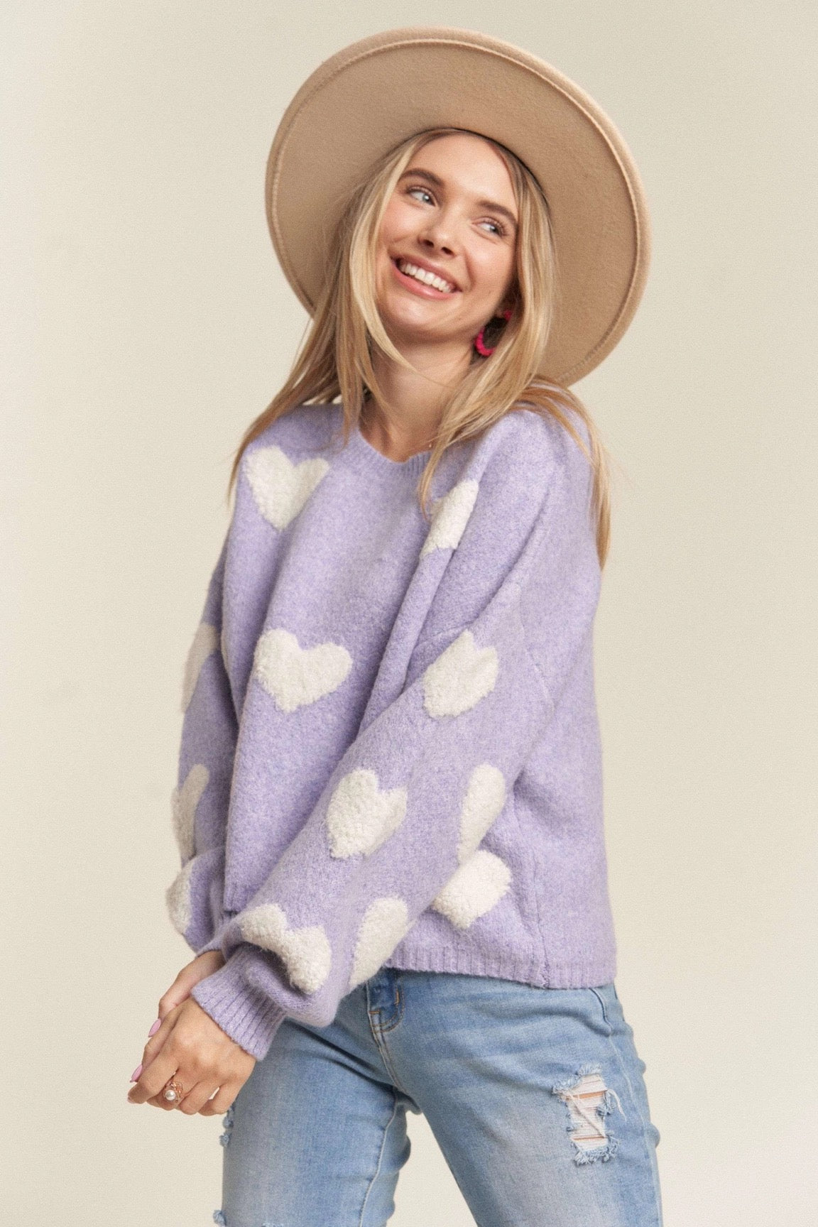 Lovely Heart Lavender Sweater