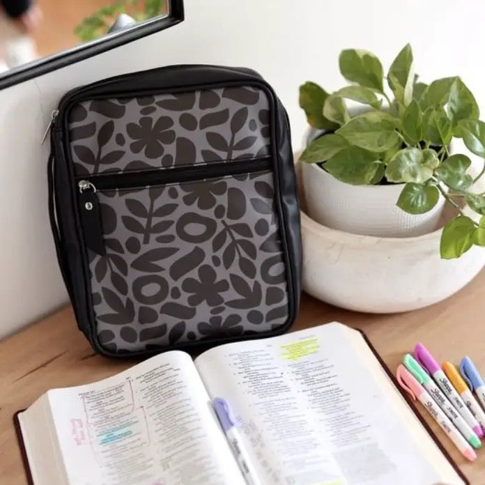 Faith First Floral Bible Cover - Black/Grey