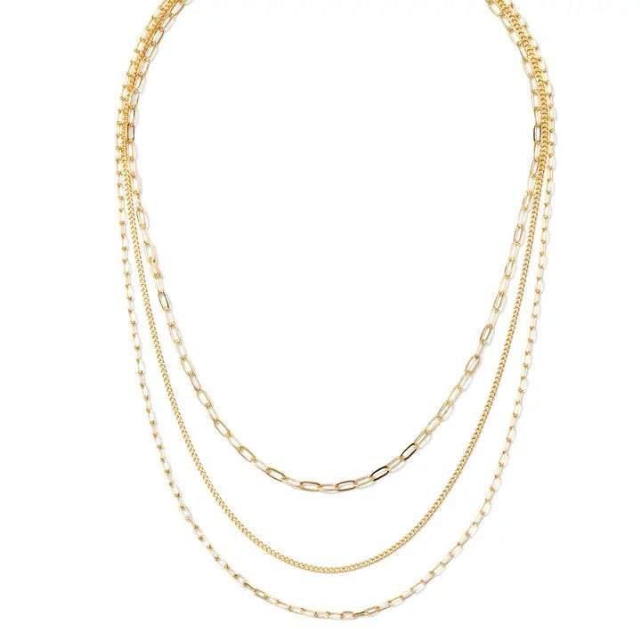 Splendid Iris Triple Layer Chain Necklace