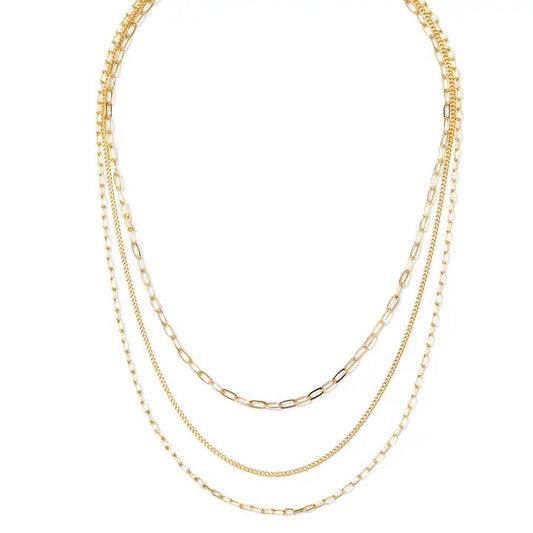 Splendid Iris Triple Layer Chain Necklace