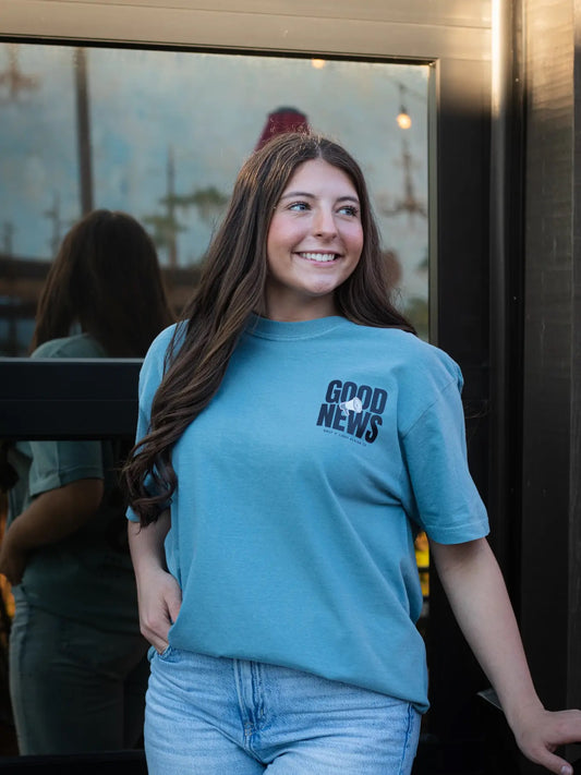 Blue Good News Tee
