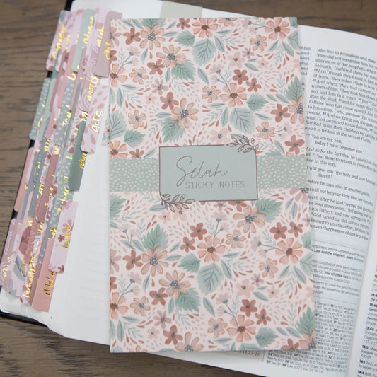 Selah Bible Study Sticky Notes - Pink & Green Floral