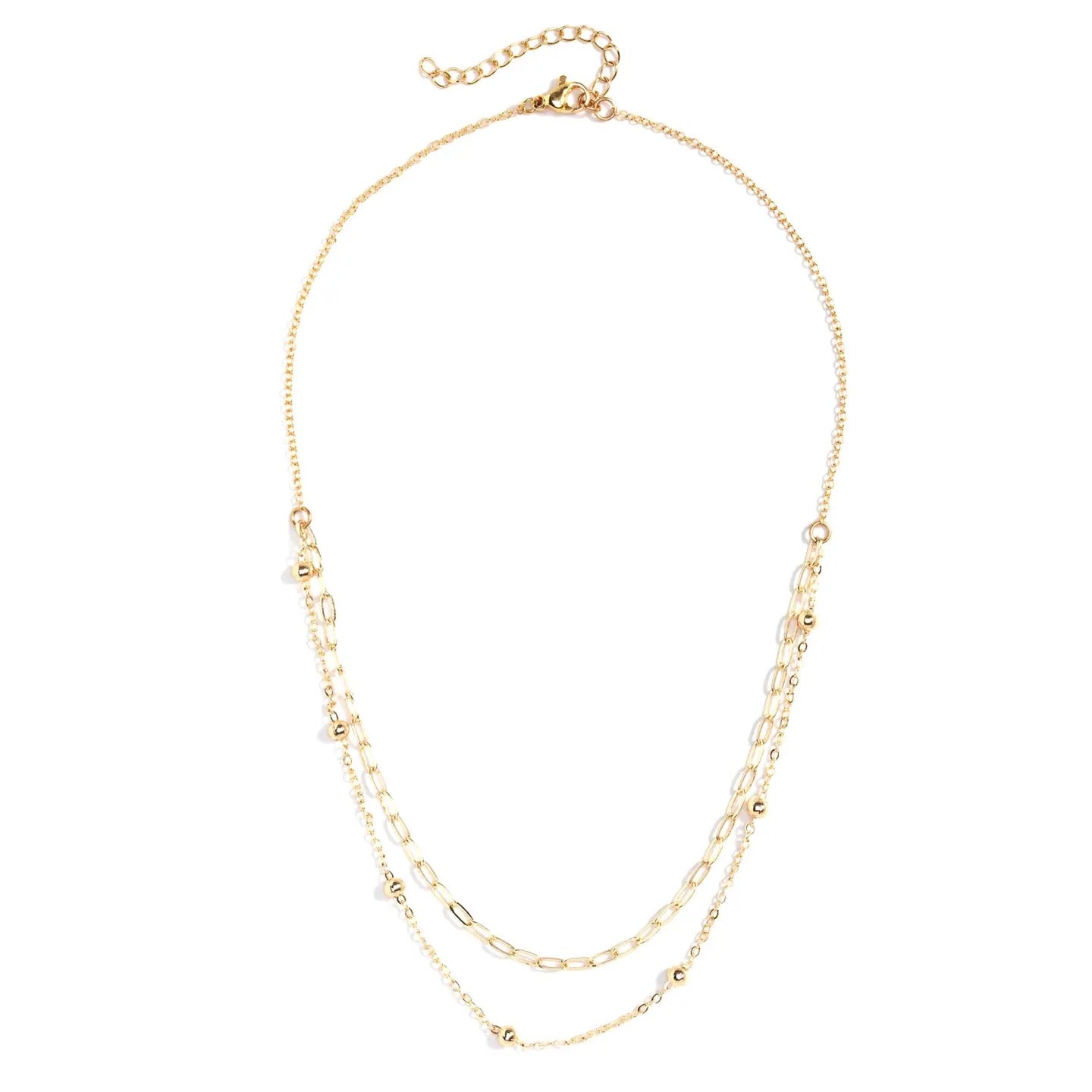 Splendid Iris Ball Accented Chain Layer Necklace