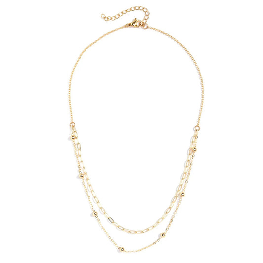 Splendid Iris Ball Accented Chain Layer Necklace