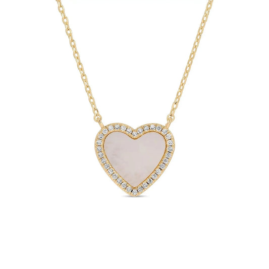 Splendid Iris Shell Filled Heart Necklace