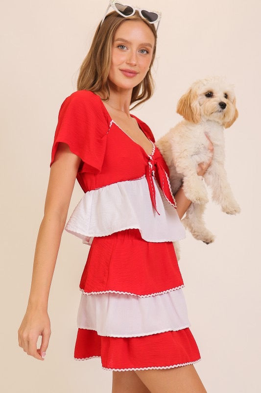 Game Day Ruffle Tie Top - 2 Color Options