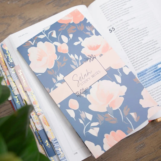Selah Bible Study Sticky Notes - Blue Floral