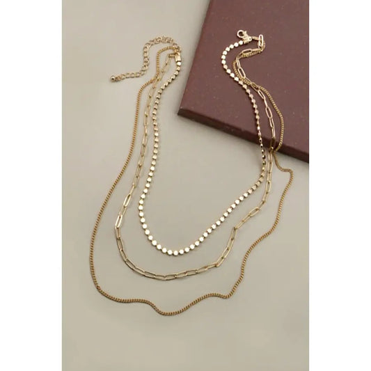 Gold Triple Chain Necklace