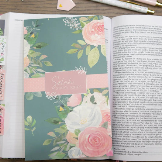 Selah Bible Study Sticky Notes - Green Floral