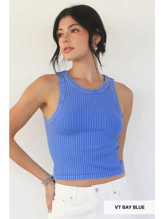 Vintage Blue Wide Ribbed Tank