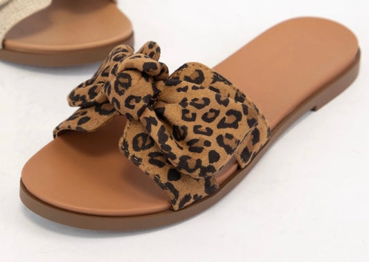 Leopard Suede Bow Sandal