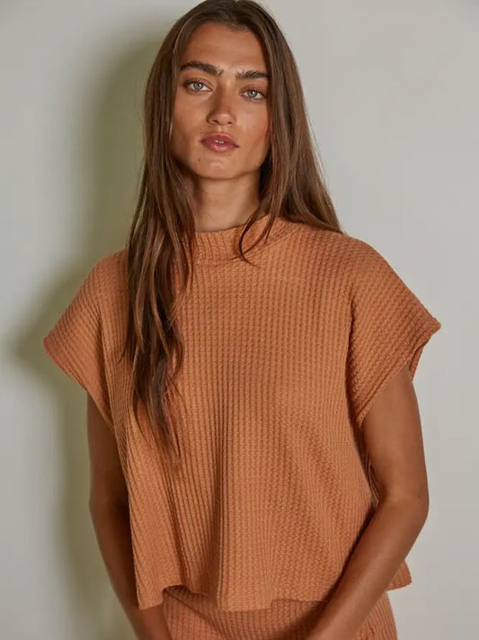 Knit Thermal Mock Neck Sleeveless Top