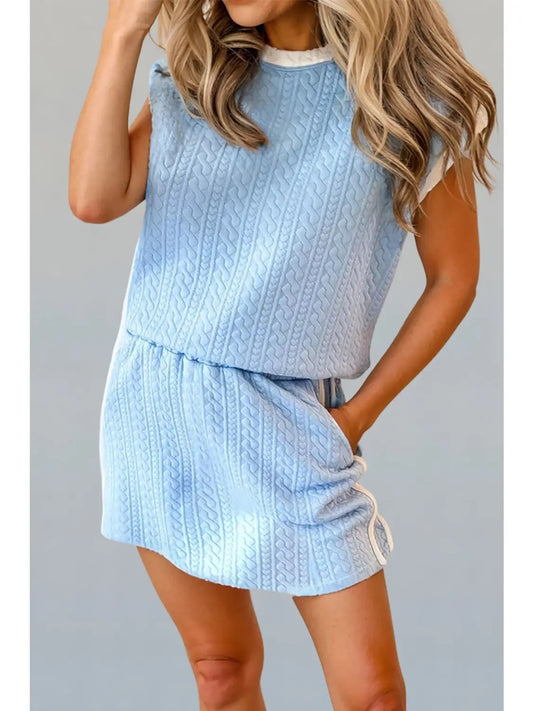 Baby Blue Cap Sleeve Top and Skirt Set