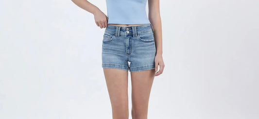 Vervet High Rise Finished Hem Denim Shorts