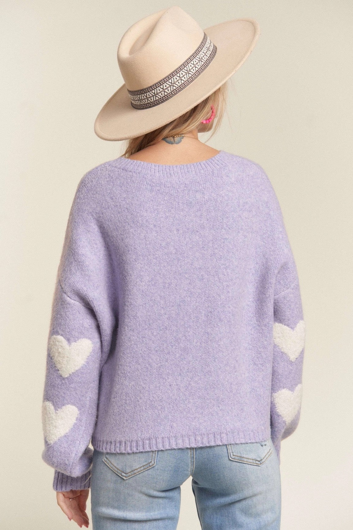 Lovely Heart Lavender Sweater