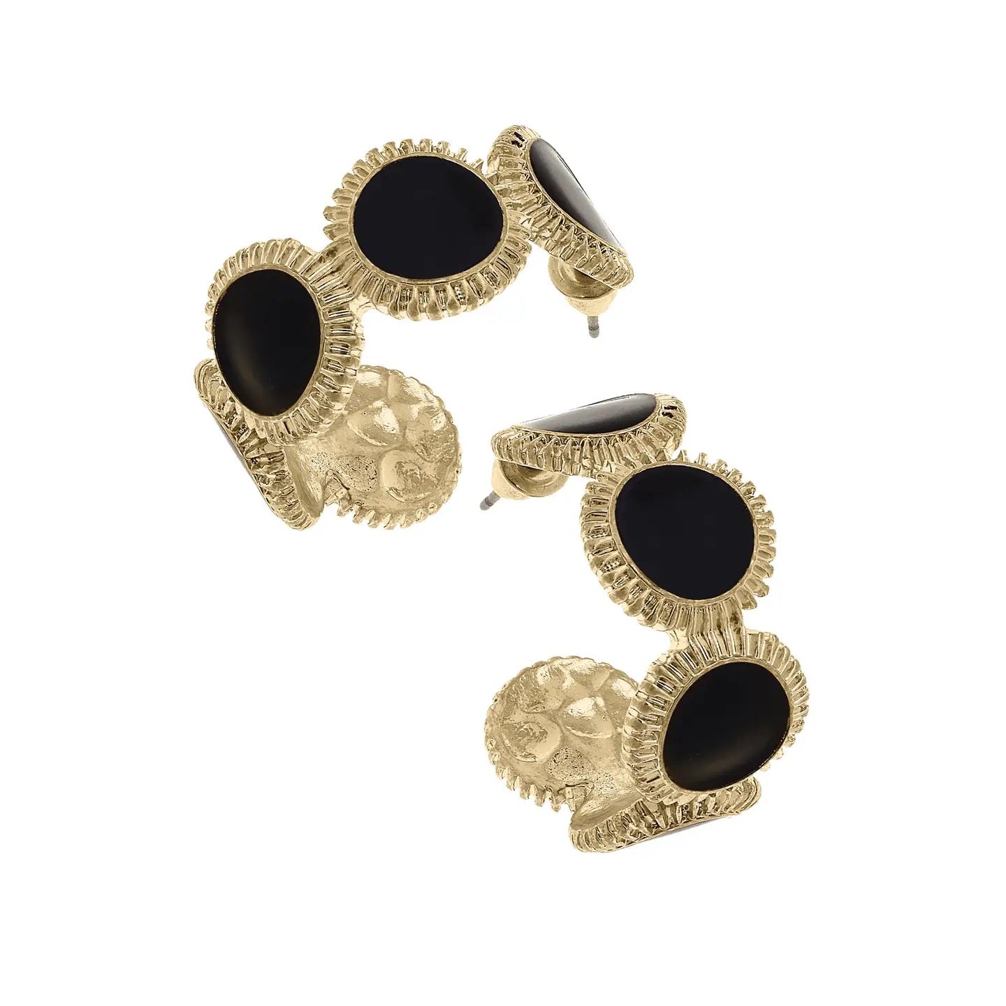 Bianca Fluted Enamel Disc Hoop Earrings