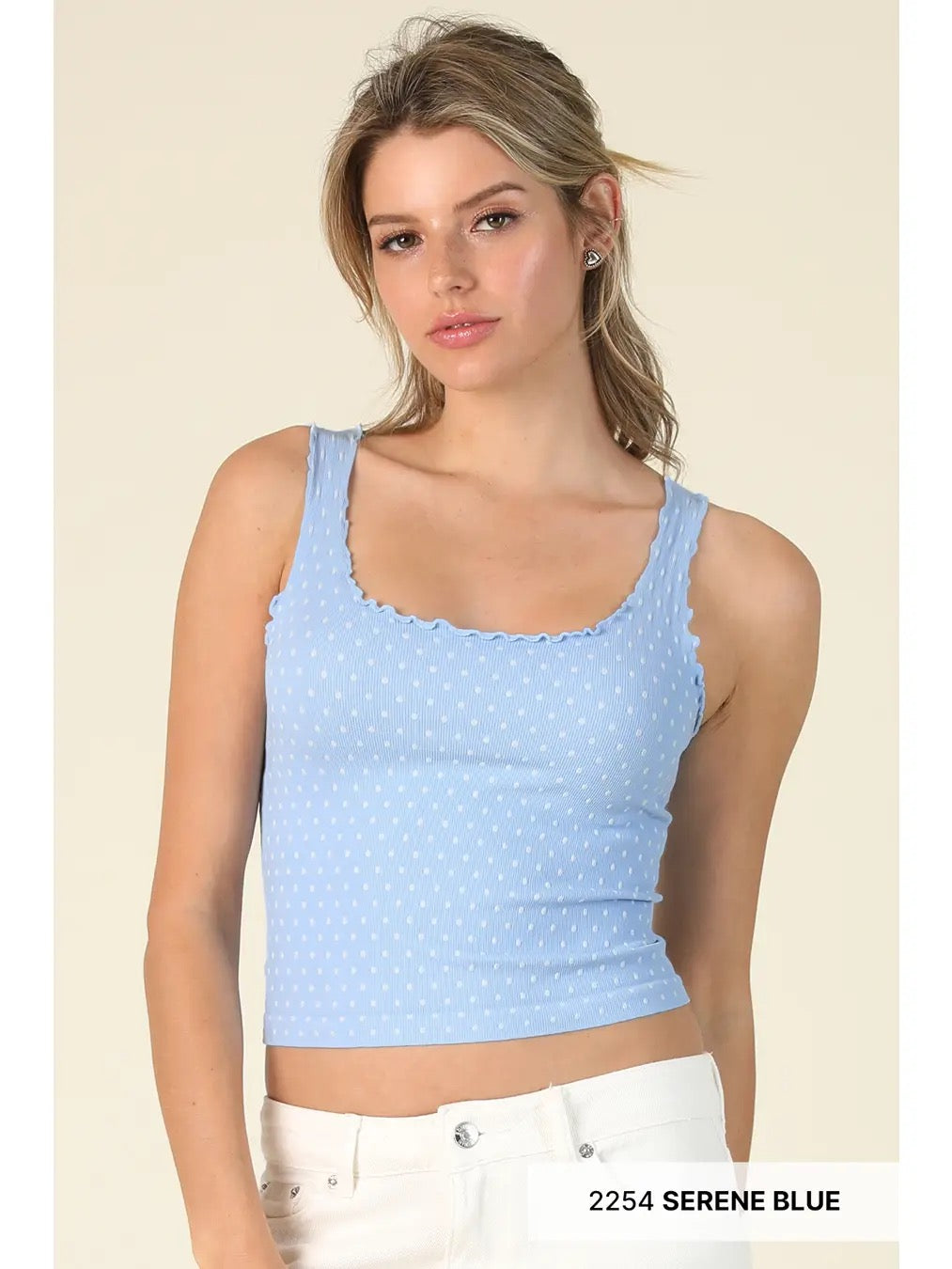 Polka Dot Edge Crop Tank