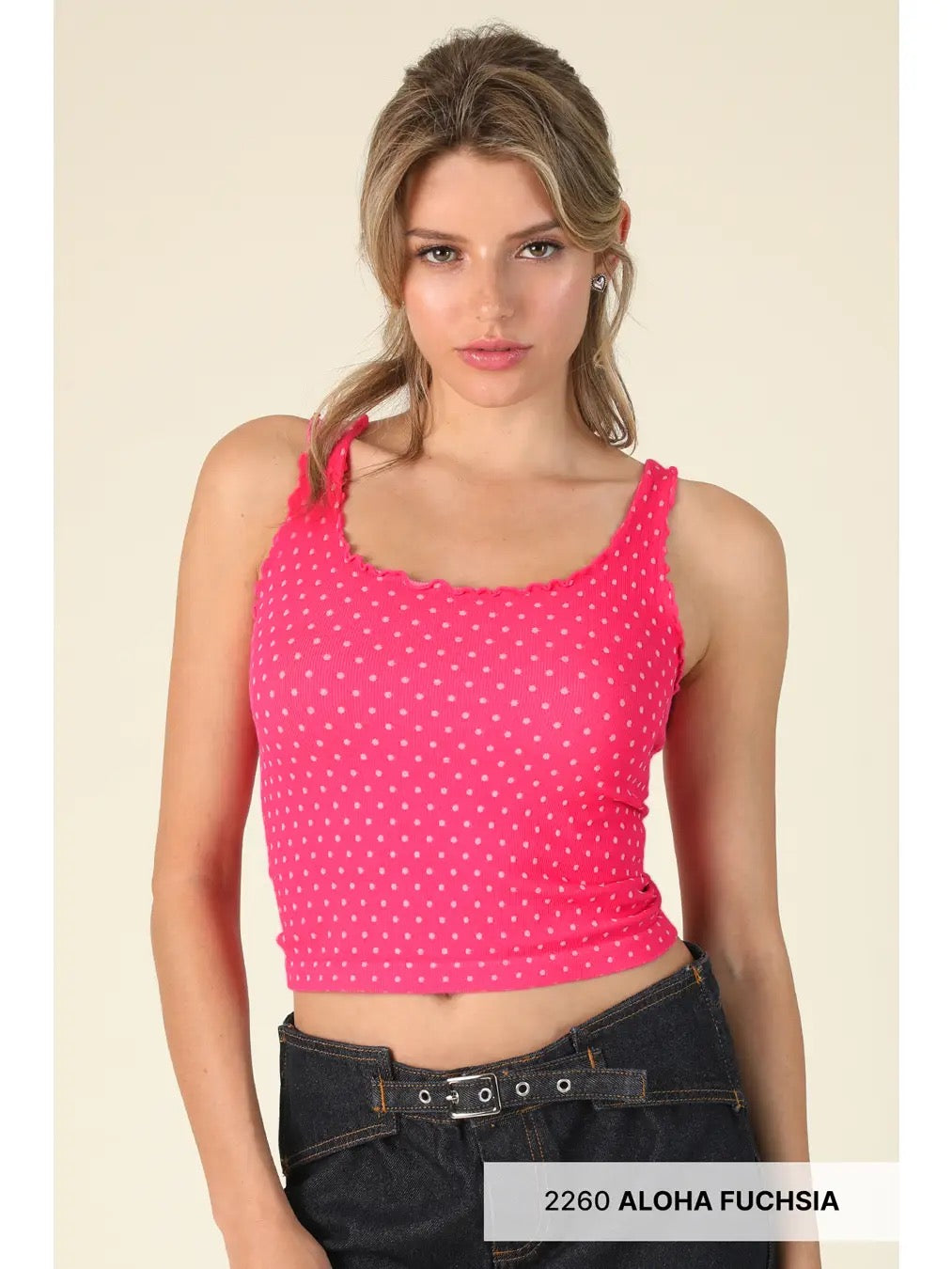 Polka Dot Edge Crop Tank