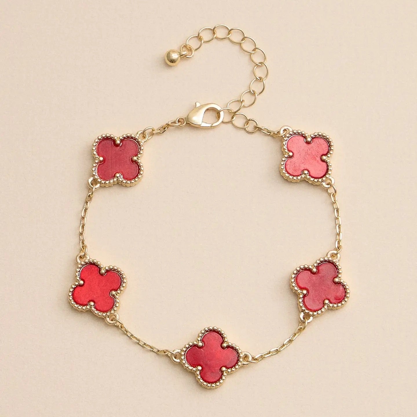 Gold Mother Of Pearl Clover Bracelet