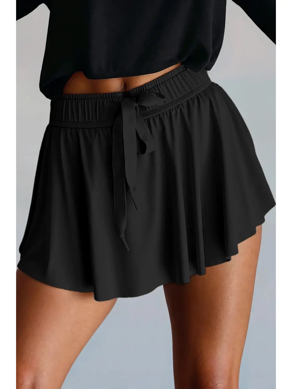 High Waist Drawstring Lined Sports Skort