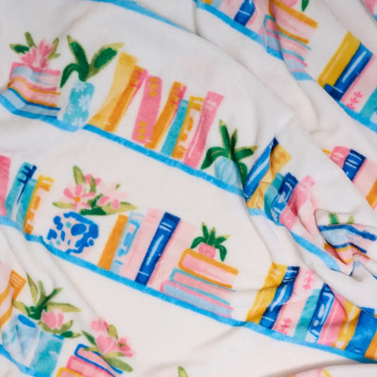 Book Shelf Plush Blanket