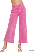 Zenana Pink Acid Washed High Waist Straight Jeans