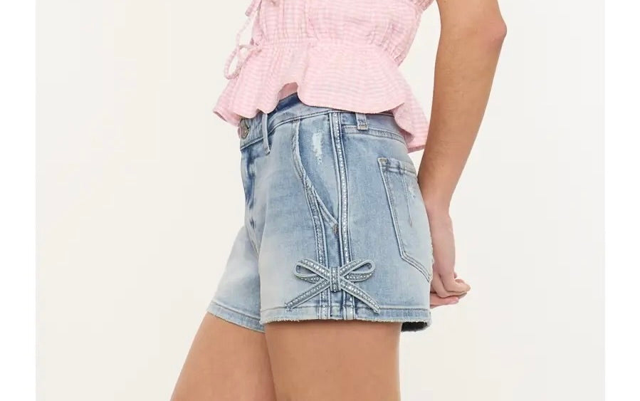 KanCan Mid Rise Bow Shorts