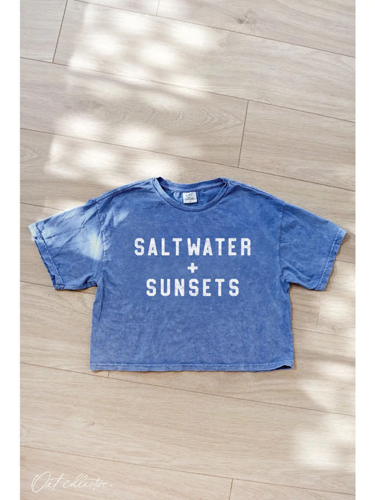 Saltwater + Sunsets Cropped Mineral Wash Tee