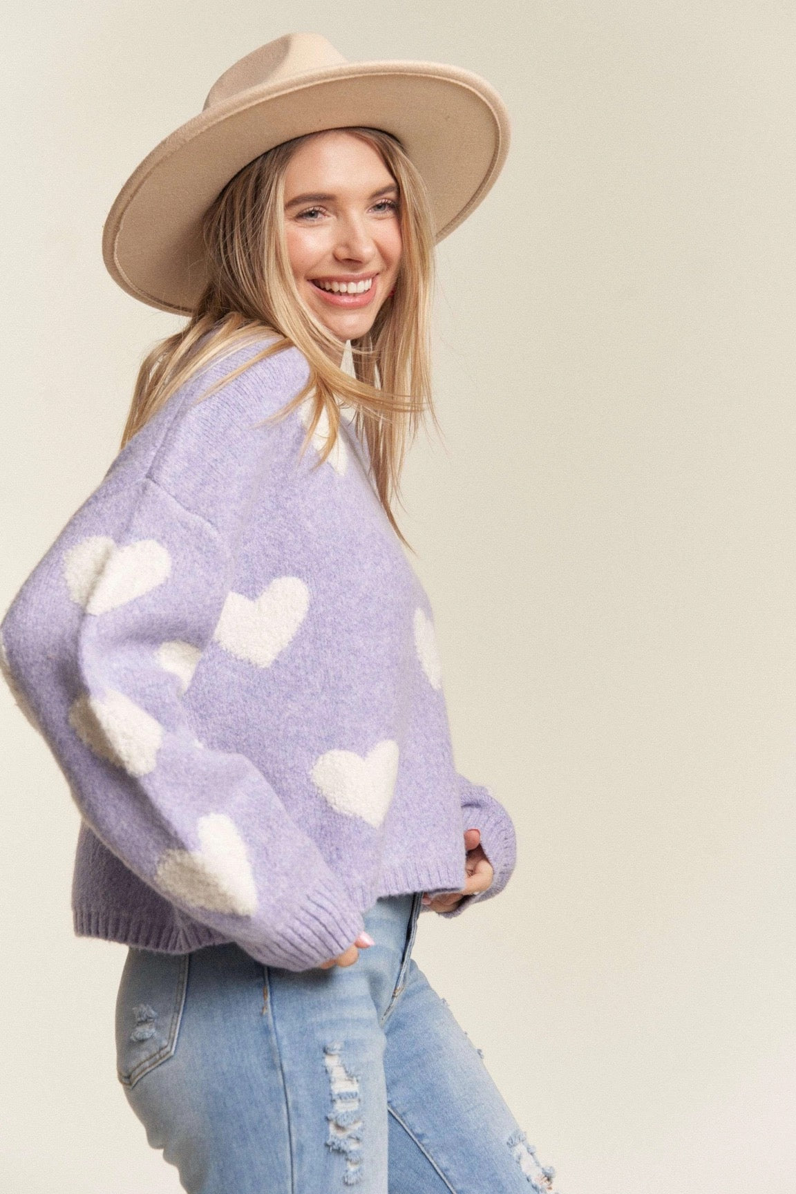 Lovely Heart Lavender Sweater