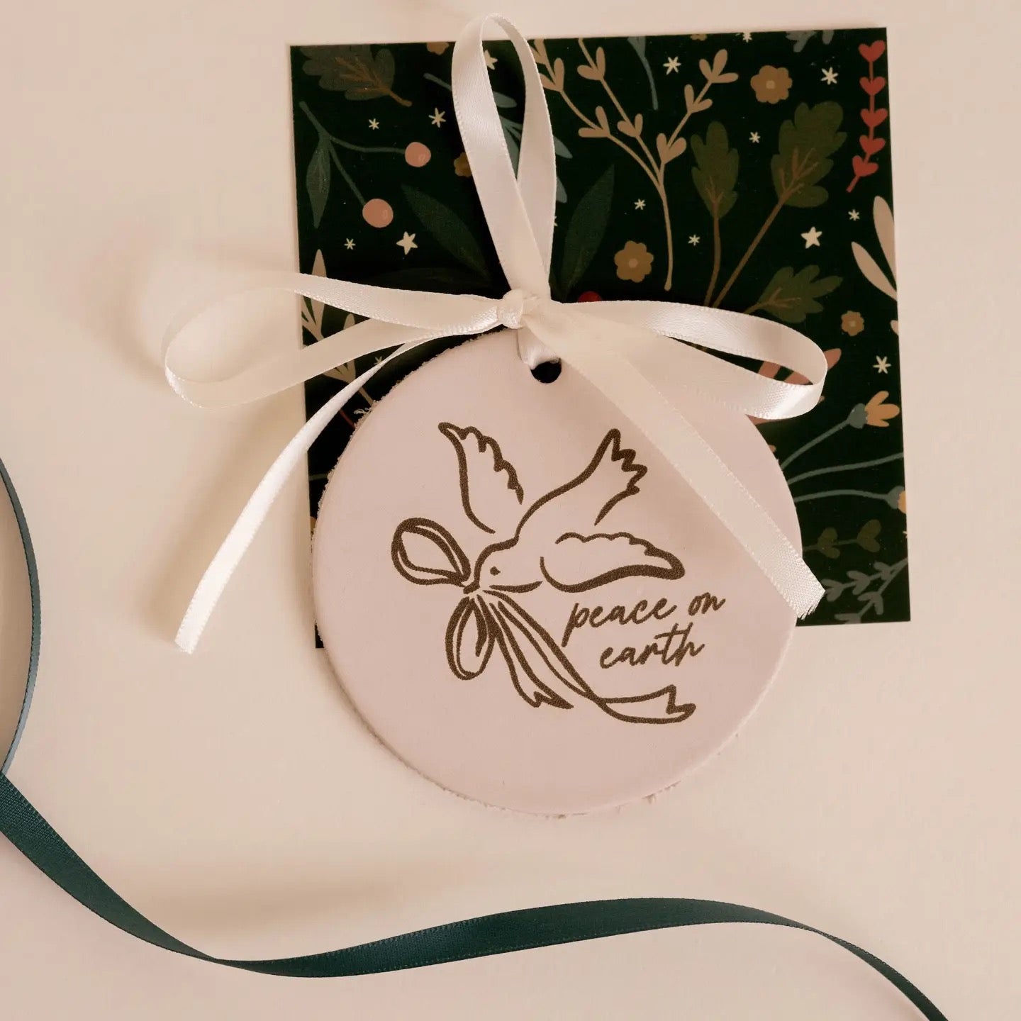 Peace on Earth Leather Ornament