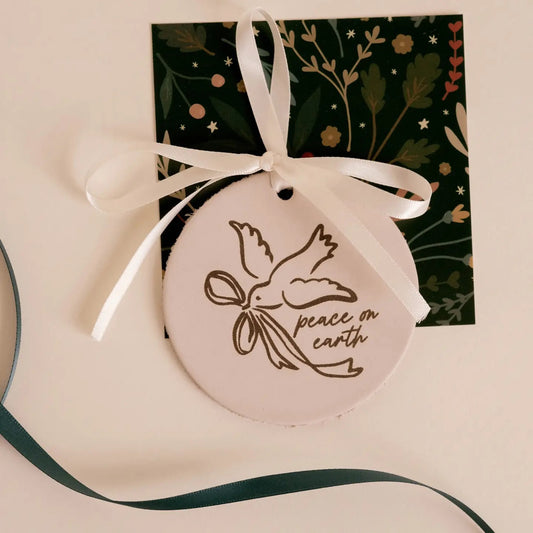 Peace on Earth Leather Ornament