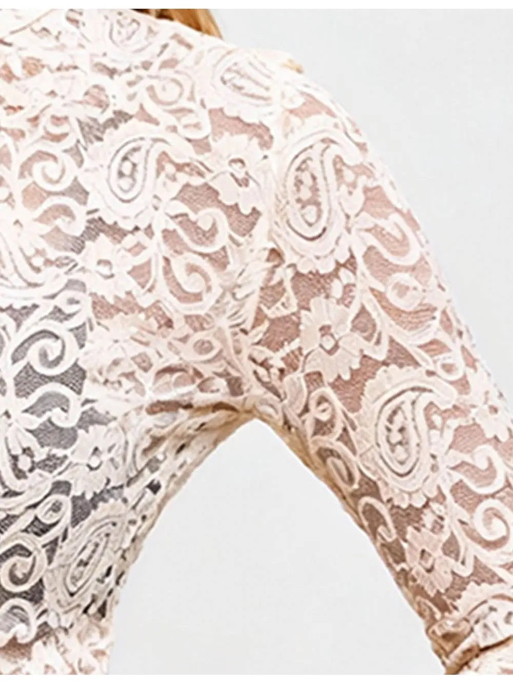 Beige Sheer Lace Layering Top