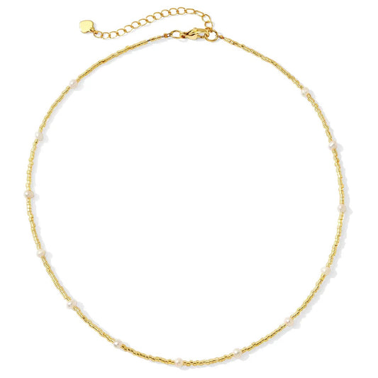 Splendid Iris Gold Miyuki Pearl Necklace