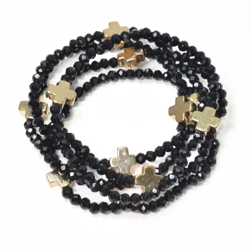 Cross and Bead Multi Layer Bracelet