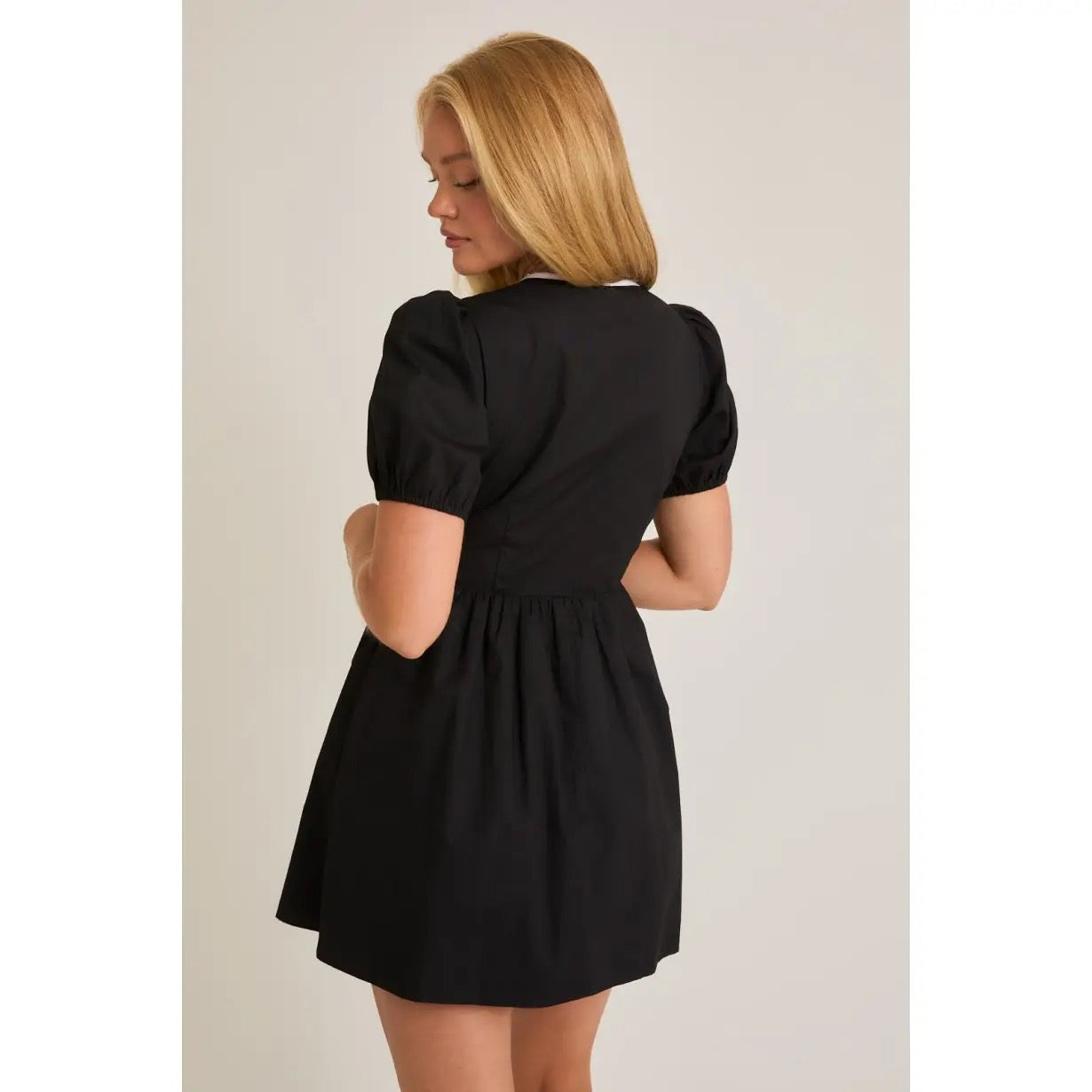 Puff Short Sleeve Bow Front Dress