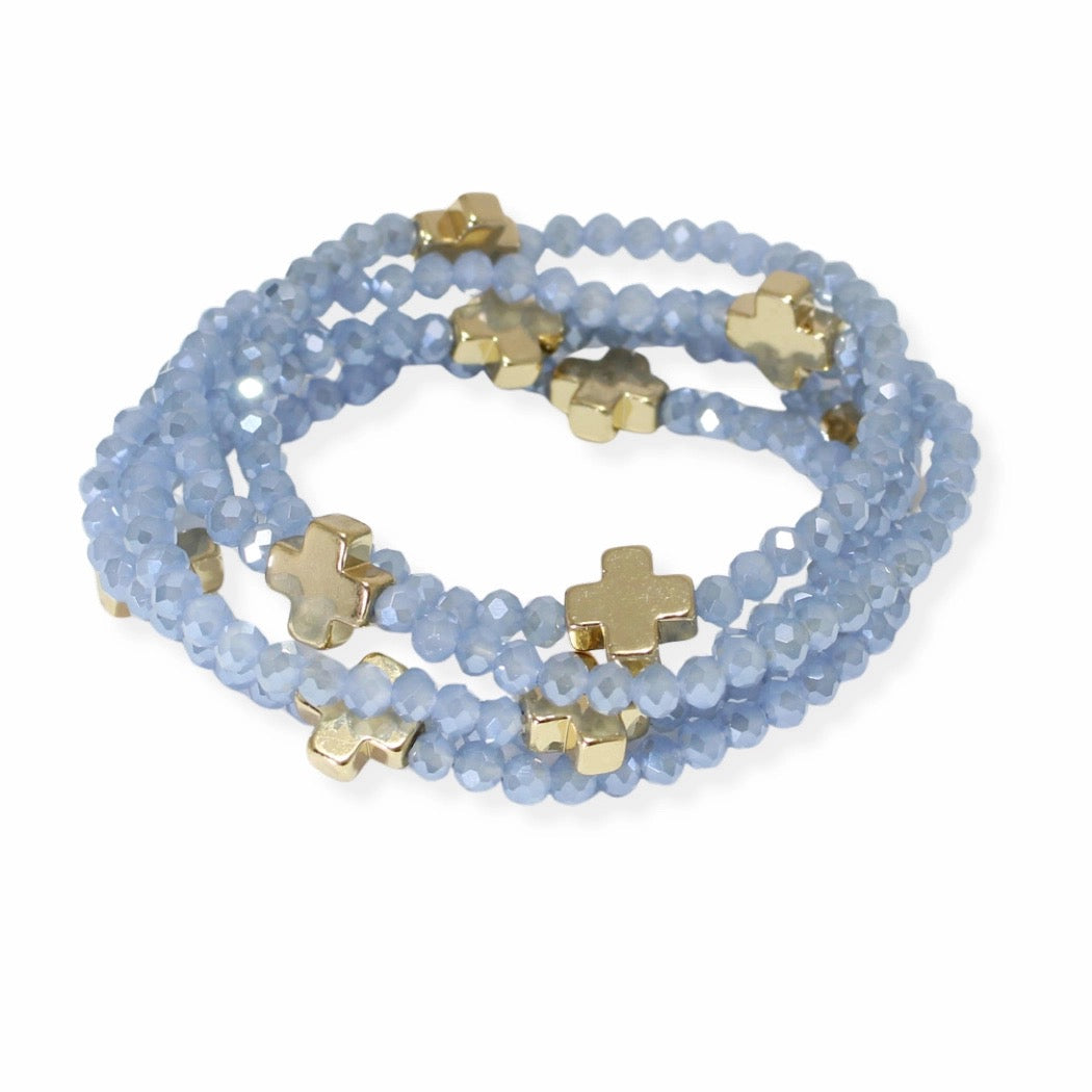 Cross and Bead Multi Layer Bracelet