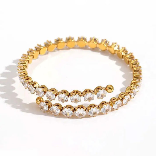 Sleek Gold Tennis Wrap Bangle Bracelet-Large