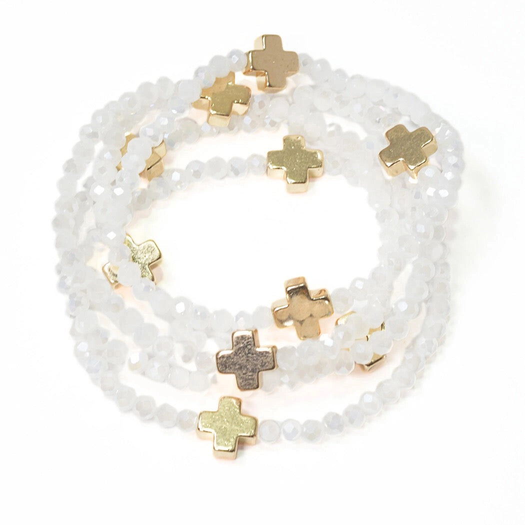 Cross and Bead Multi Layer Bracelet