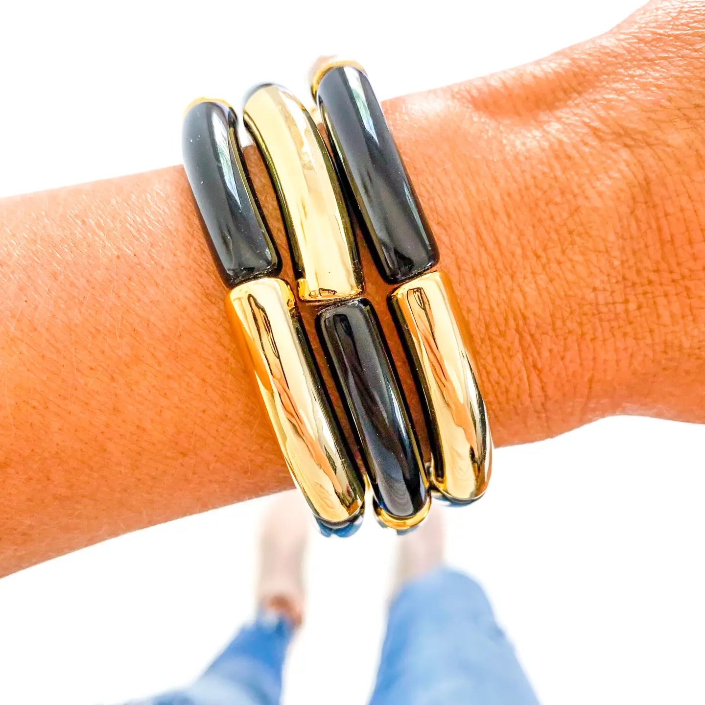 Black & Gold Tube Bracelet
